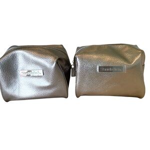 Two SkinMedica Bags Metallic Roomy Cosmetic Bags / Skin Products Bags 7”x5”x4”